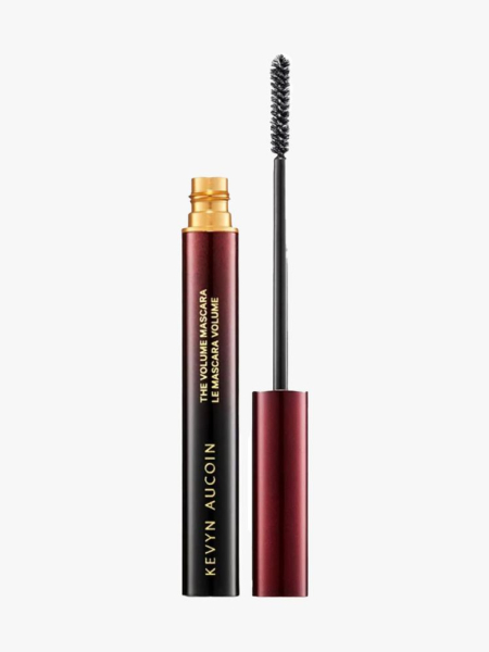 Kevyn Aucoin The Volume Mascara red to black gradient tube of mascara with cap and wand to the side on light gray background
