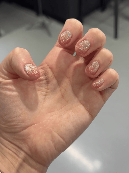 Pink textured nails
