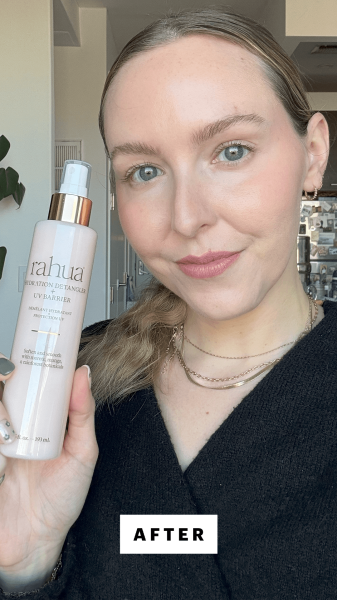 Kinonen after applying the Rahua Hydration Detangler UV Barrier